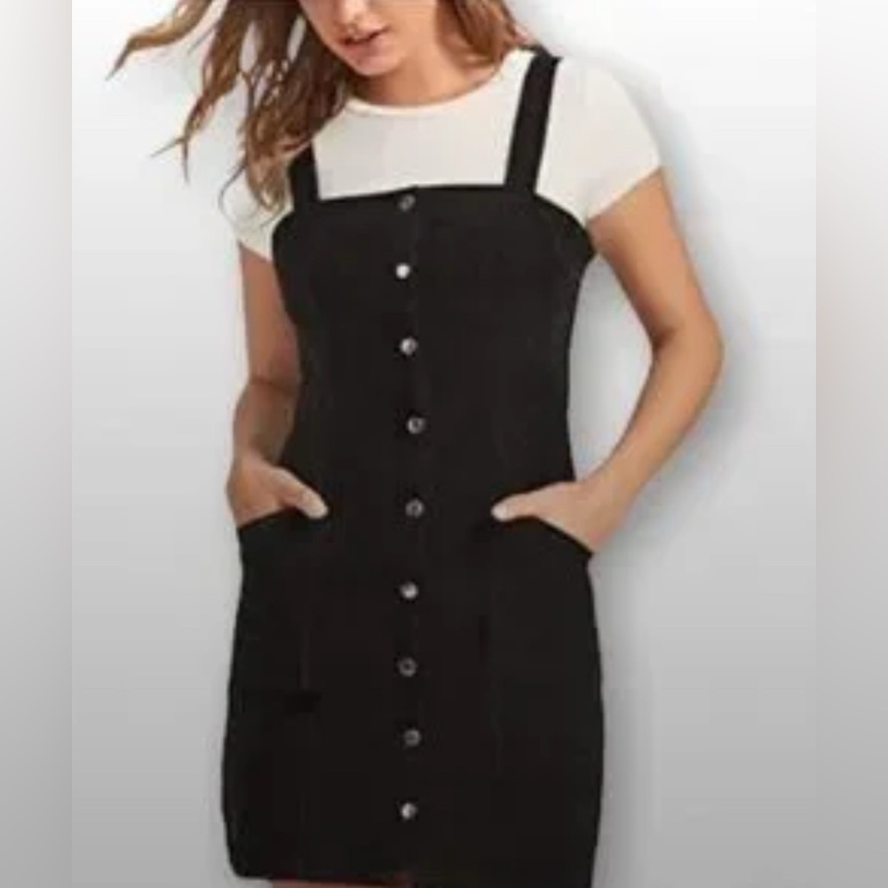 Divided Black Button-Front Mini Dress | Sz S